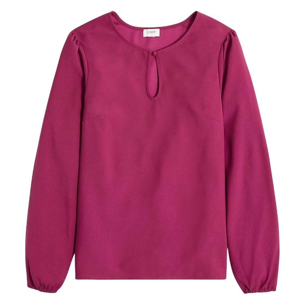 J. Crew Magenta Long Sleeve Keyhole Blouse